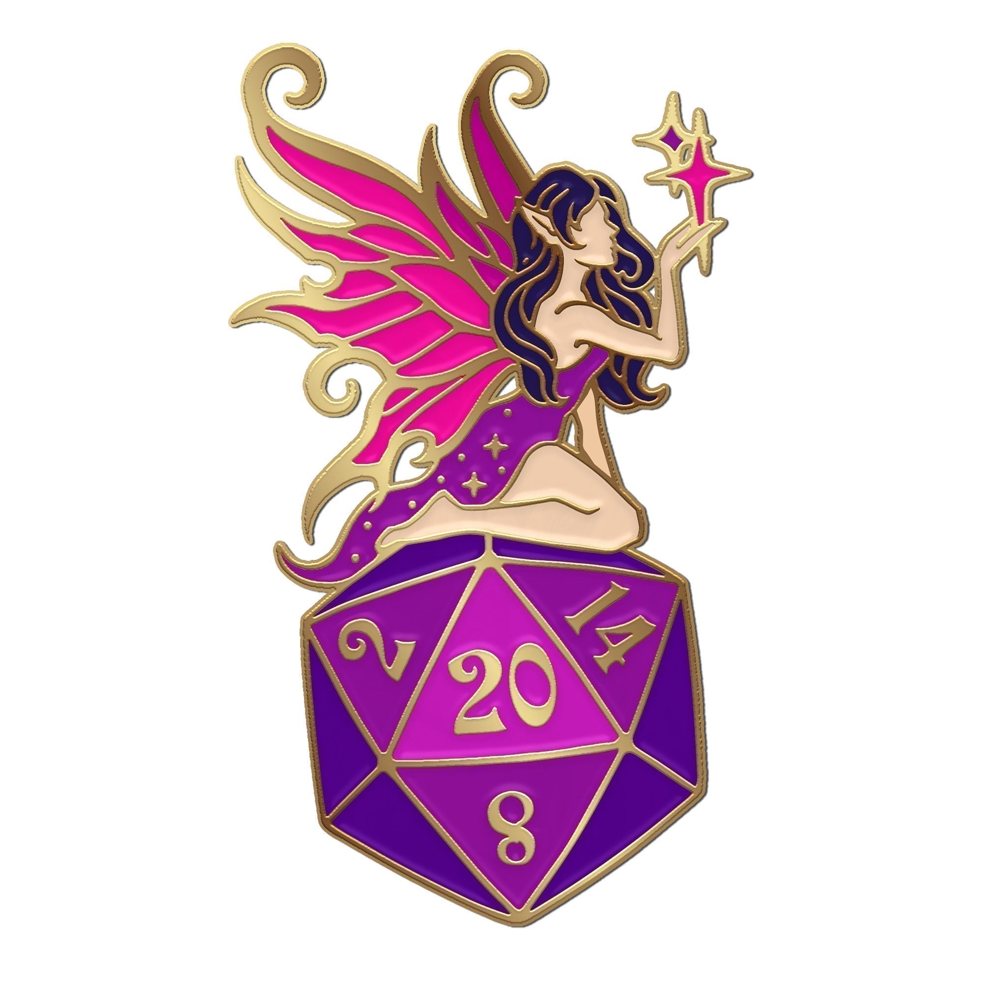 Fairy D20 Pin-Enamel Pins-Norse Foundry-D&D Enamel Pin-DND Pin-Dungeons and Dragons Enamel Pin