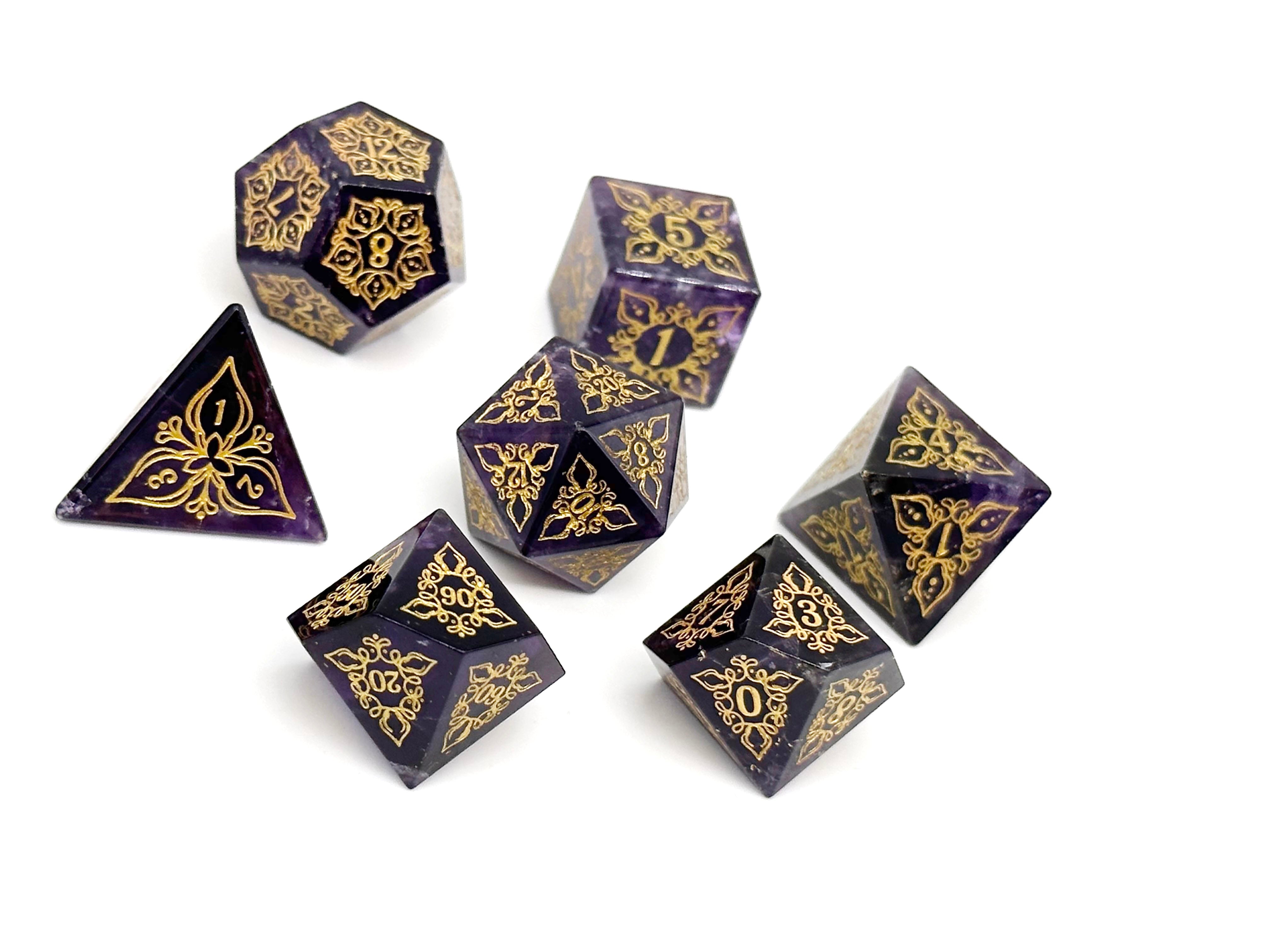 Feyweave - Amethyst-Gemstone Dice-Norse Foundry-Dungeons and Dragons Dice-Gem Dice-DND Dice-Gaming Dice