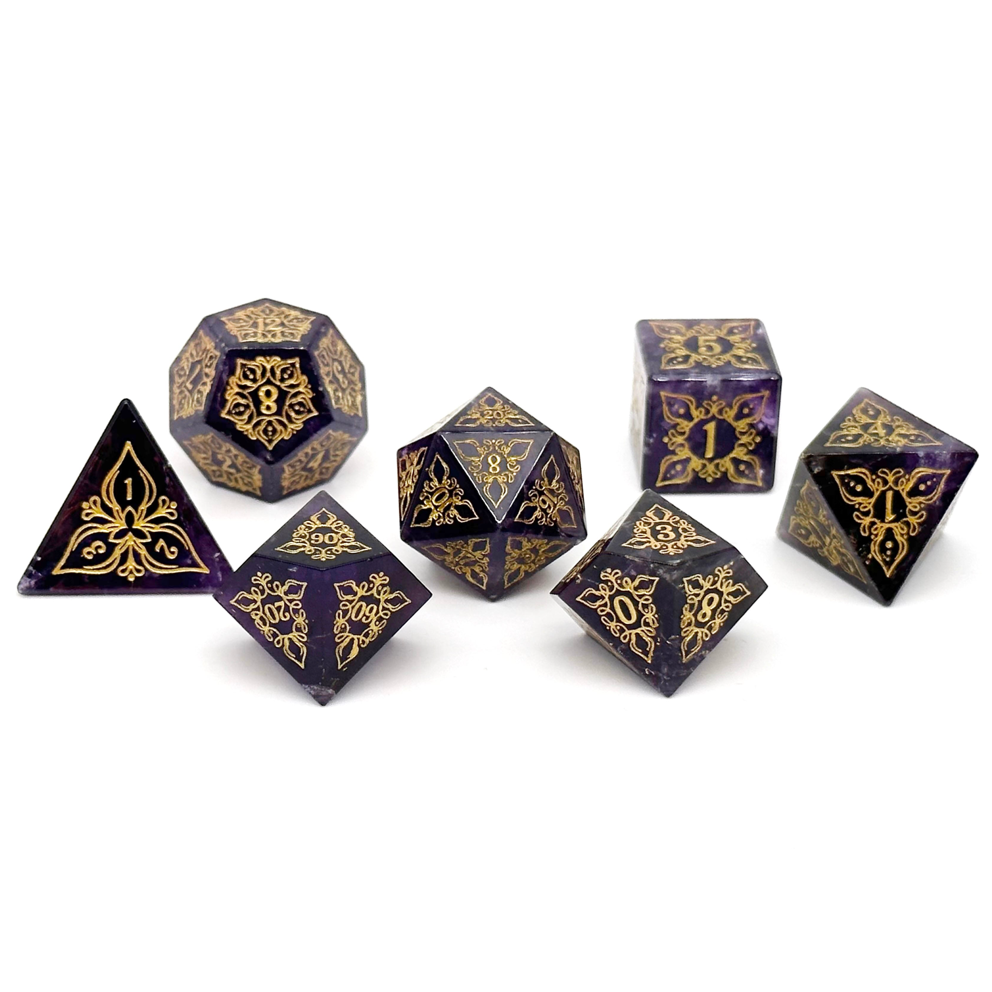 Feyweave - Amethyst-Gemstone Dice-Norse Foundry-Dungeons and Dragons Dice-Gem Dice-DND Dice-Gaming Dice