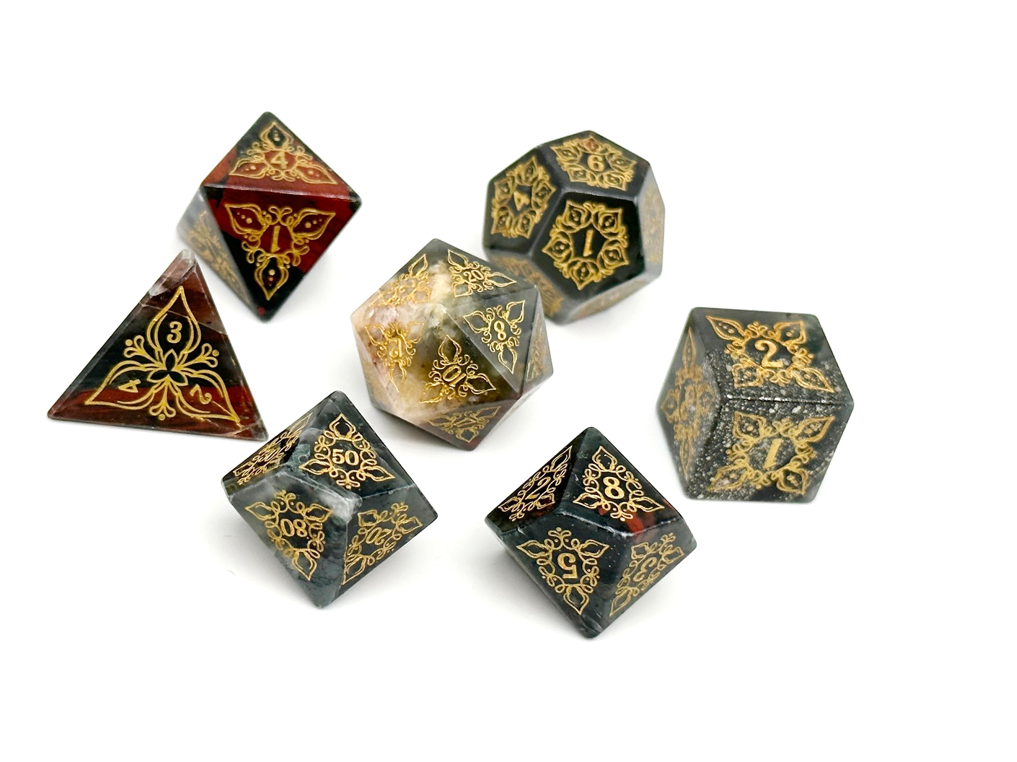 Feyweave - Bloodstone-Gemstone Dice-Norse Foundry-Dungeons and Dragons Dice-Gem Dice-DND Dice-Gaming Dice