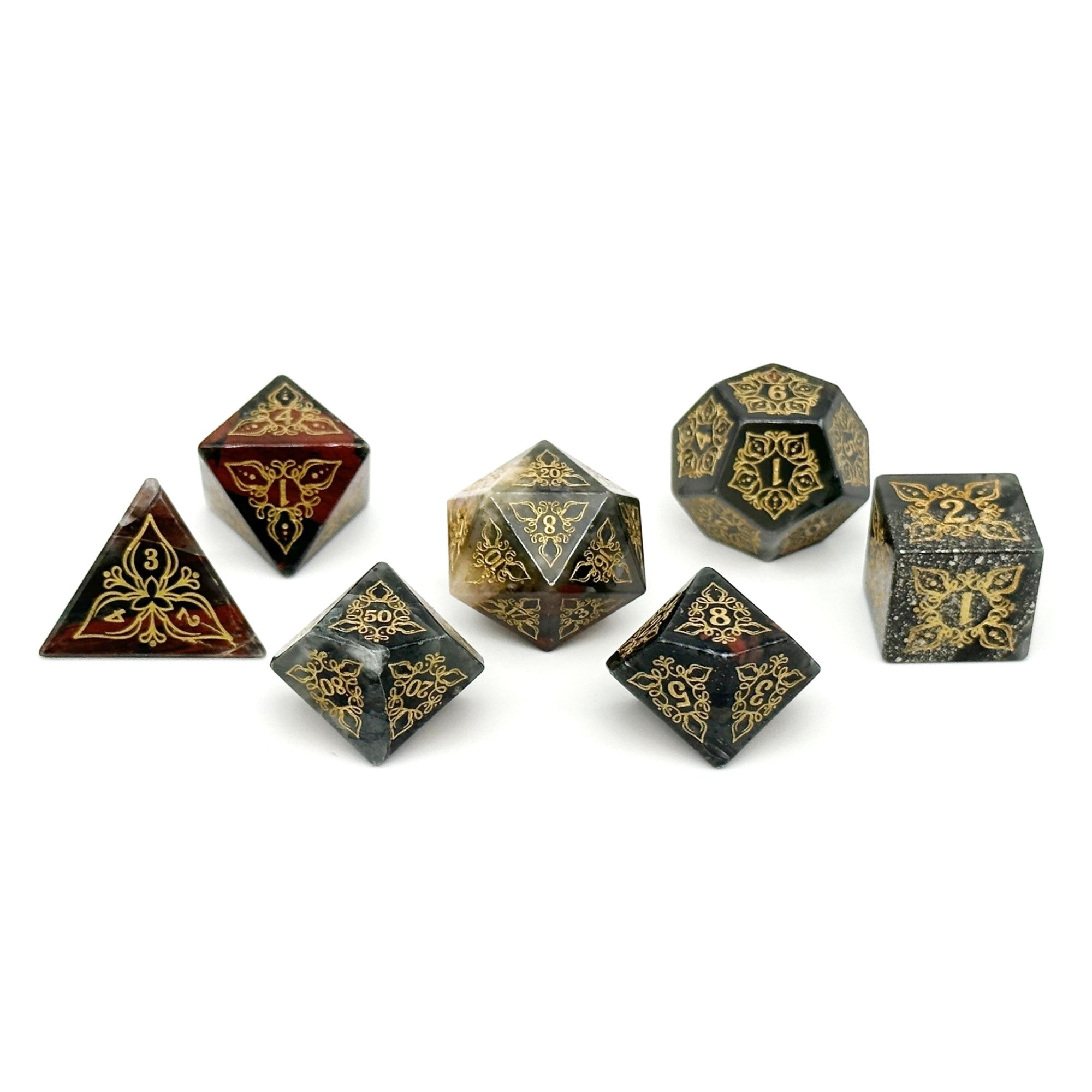 Feyweave - Bloodstone-Gemstone Dice-Norse Foundry-Dungeons and Dragons Dice-Gem Dice-DND Dice-Gaming Dice