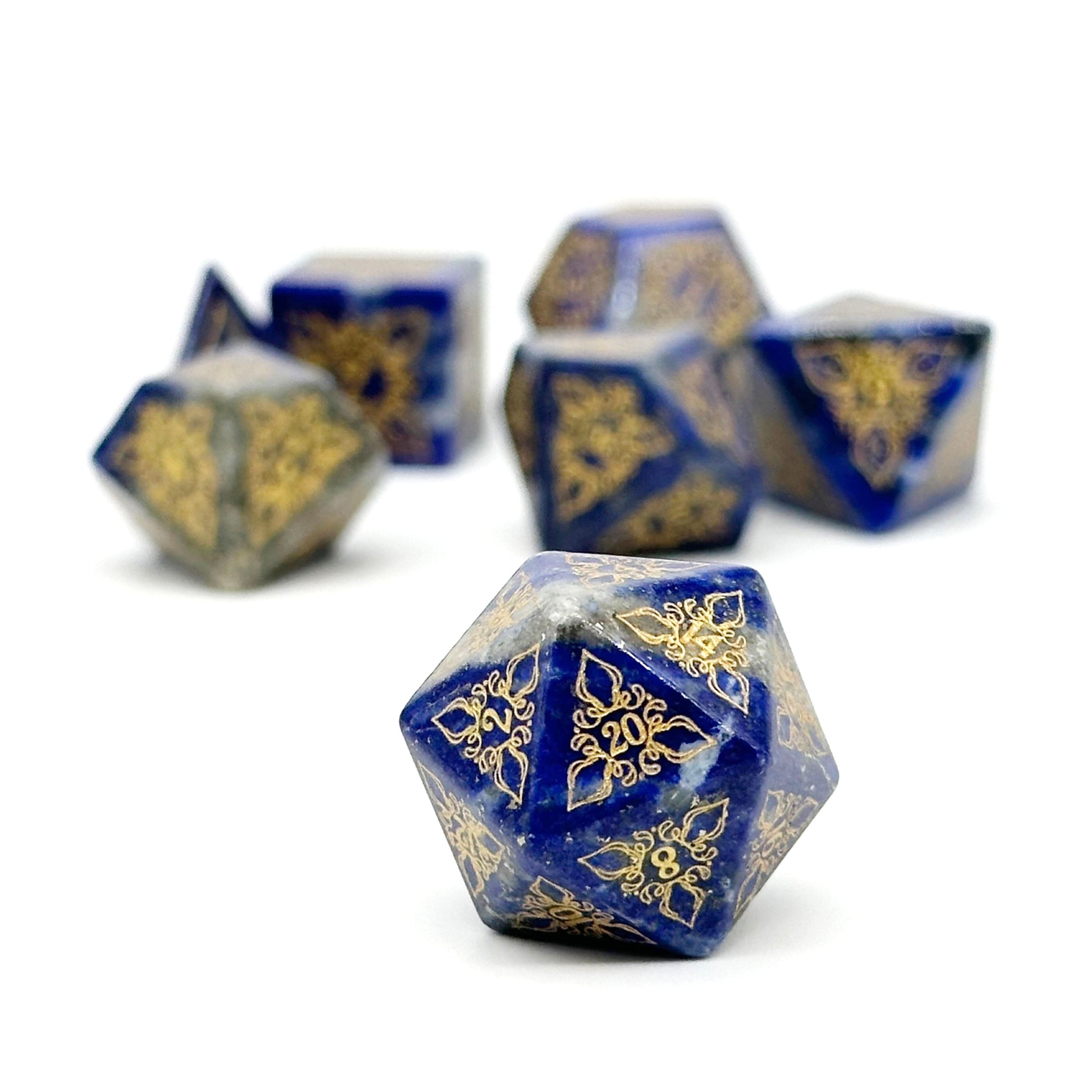 Feyweave - Lapis Lazuli-Gemstone Dice-Norse Foundry-Dungeons and Dragons Dice-Gem Dice-DND Dice-Gaming Dice