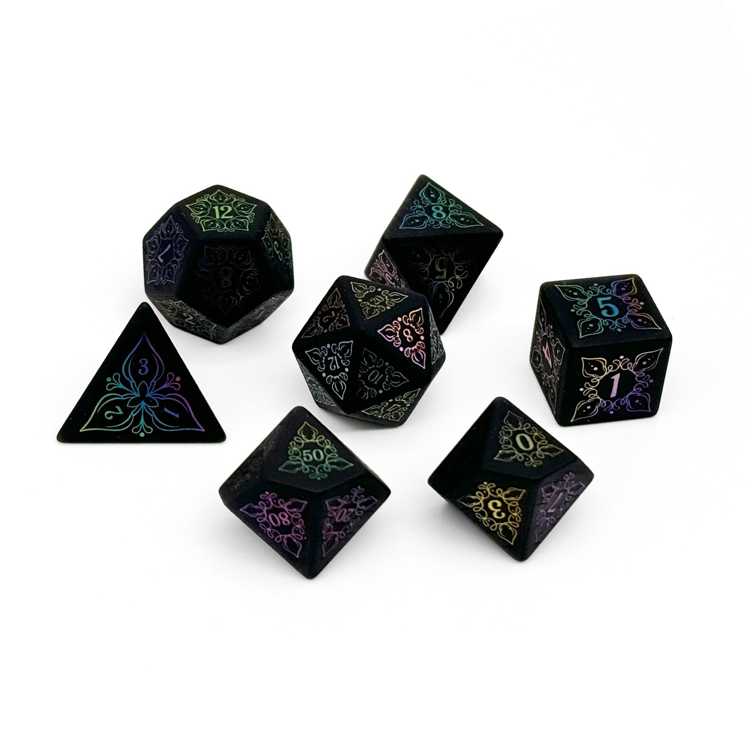 Feyweave - Raised Obsidian Holographic-Gemstone Dice-Norse Foundry-Dungeons and Dragons Dice-Gem Dice-DND Dice-Gaming Dice