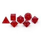 Frosted Zircon Garnet - Gold Font 7 Piece RPG Set Zircon Glass Dice - NOR 01537