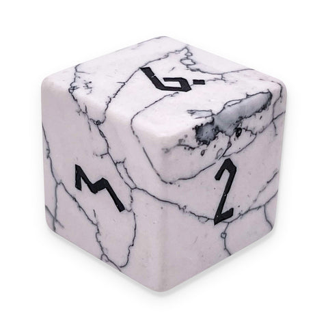 White Howlite - Single D6 Gemstone Dice