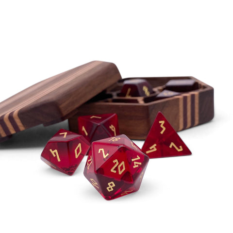 Zircon Garnet - 7 Piece RPG Set Zircon Glass Dice