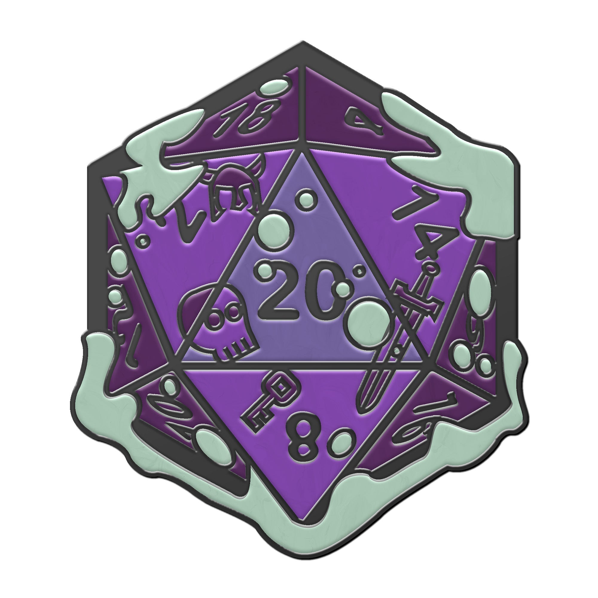 Gelatinous D20 Dice Die - Hard Enamel Adventure Dice Pin Metal by Norse Foundry-Enamel Pins-Norse Foundry-D&D Enamel Pin-DND Pin-Dungeons and Dragons Enamel Pin