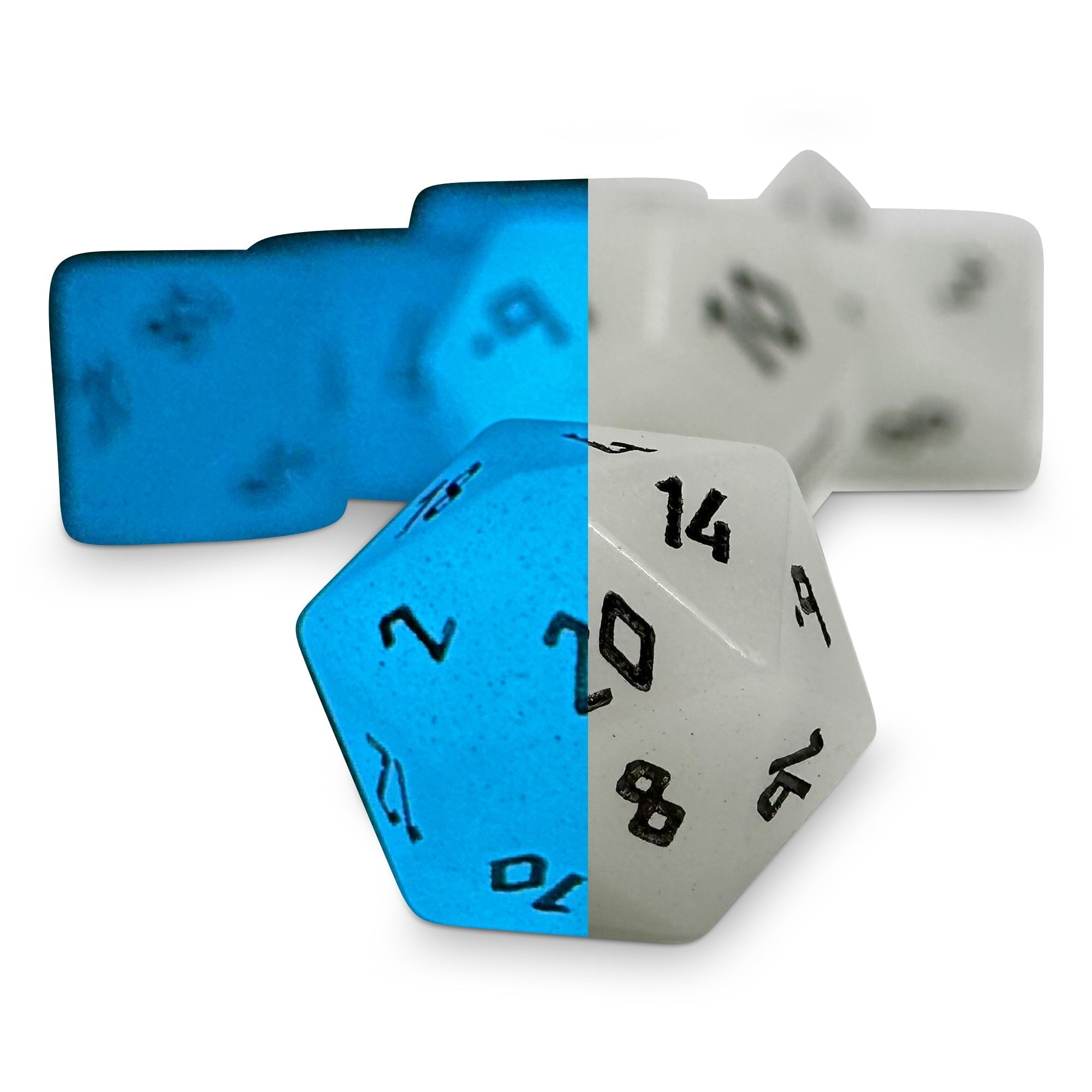 Glowstone Aqua - 7 Piece RPG Set Gemstone Dice - NOR 01046