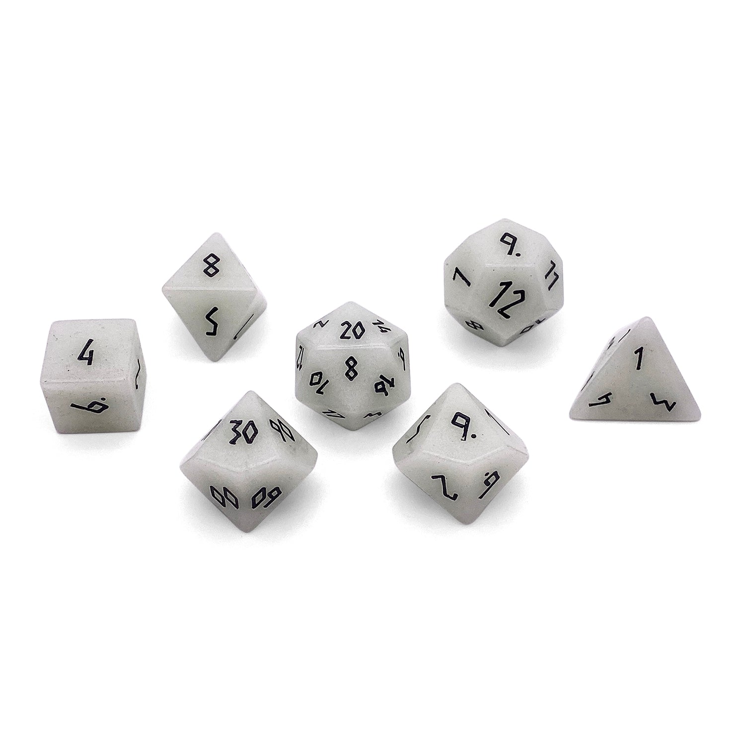 Glowstone Green - 7 Piece RPG Set Gemstone Dice - NOR 01048