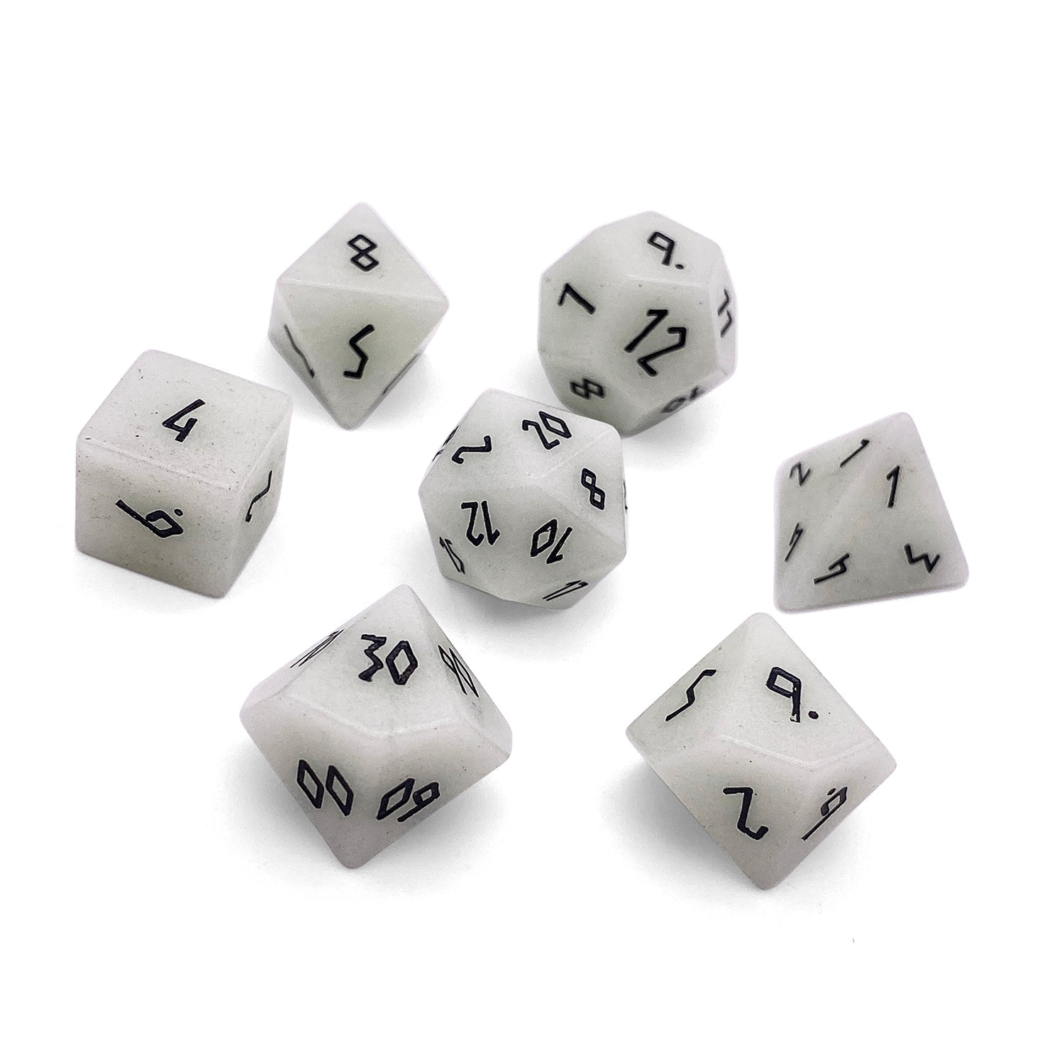 Glowstone Green - 7 Piece RPG Set Gemstone Dice - NOR 01048