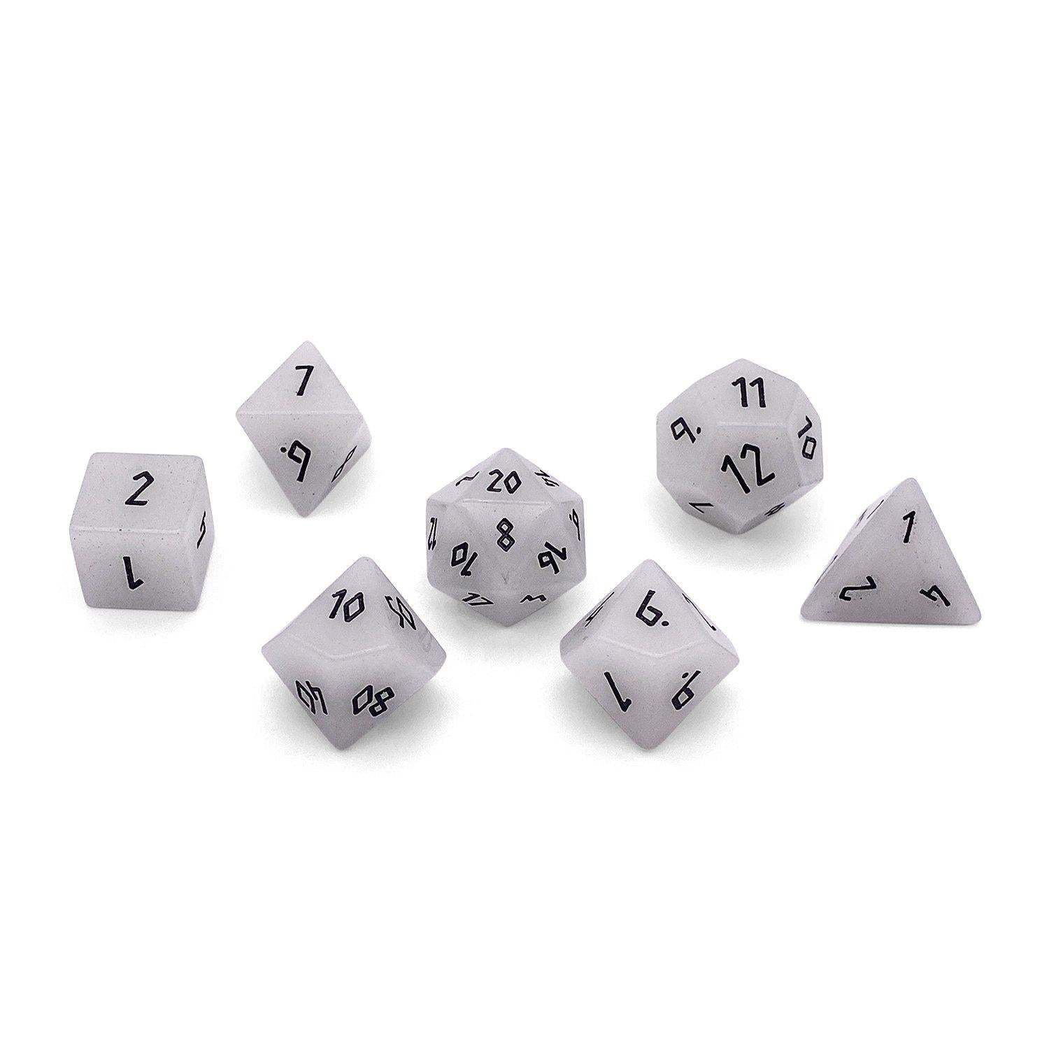 Glowstone Blue - 7 Piece RPG Set Gemstone Dice - NOR 01047