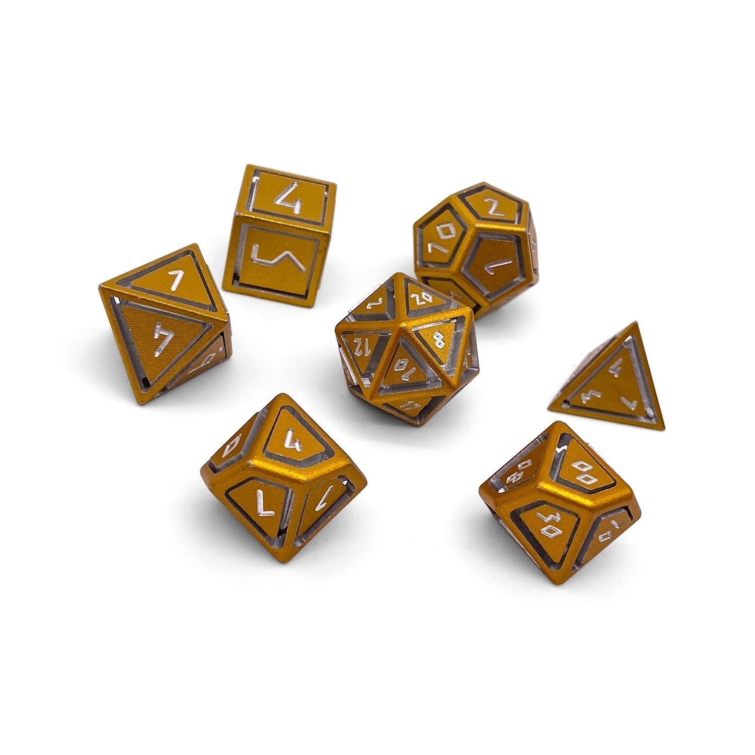 Gold Coin - Nimbus™ 7 Piece RPG Set 6063 Aluminum Dice - NOR 02598