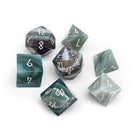 Green Striped Agate - 7 Piece RPG Set Gemstone Dice-Gemstone Dice-Norse Foundry-Dungeons and Dragons Dice-Gem Dice-DND Dice-Gaming Dice