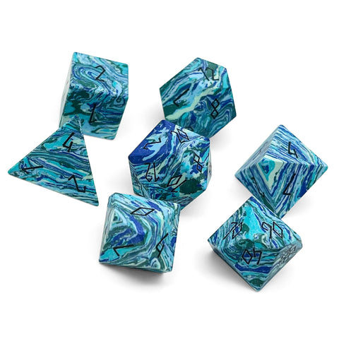 Green-Veined Turquoise - 7 Piece RPG Set Trustone Dice