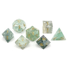 Green Fluorite - 7 Piece RPG Set Gemstone Dice - NOR 01008