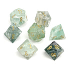 Green Fluorite - 7 Piece RPG Set Gemstone Dice - NOR 01008
