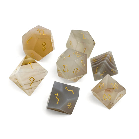 Grey Agate - 7 Piece RPG Set Gemstone Dice