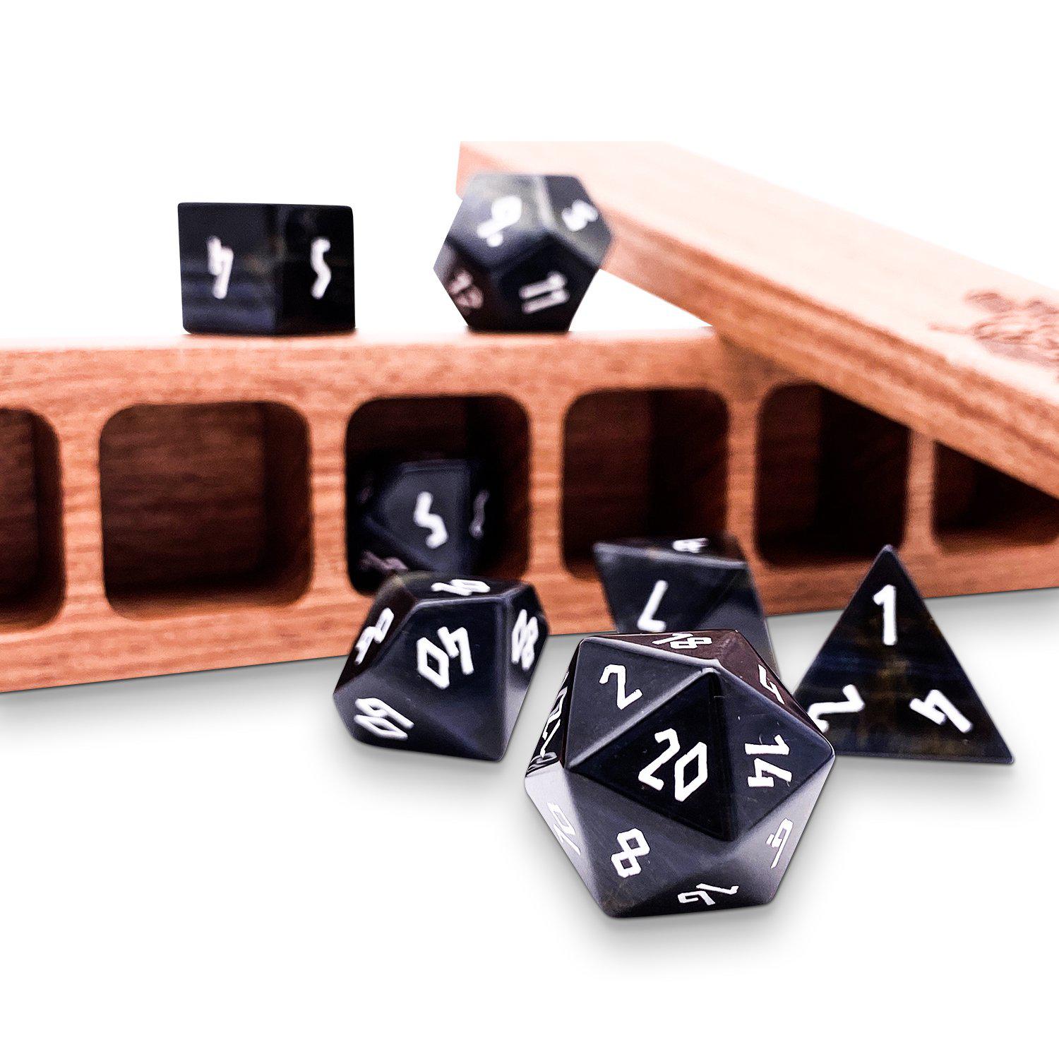 Hawk's Eye - 7 Piece RPG Set Gemstone Dice-Gemstone Dice-Norse Foundry-Dungeons and Dragons Dice-Gem Dice-DND Dice-Gaming Dice