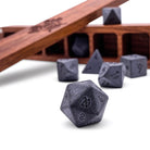 Hematite - Raised 7 Piece RPG Set Gemstone Dice-Gemstone Dice-Norse Foundry-Dungeons and Dragons Dice-Gem Dice-DND Dice-Gaming Dice