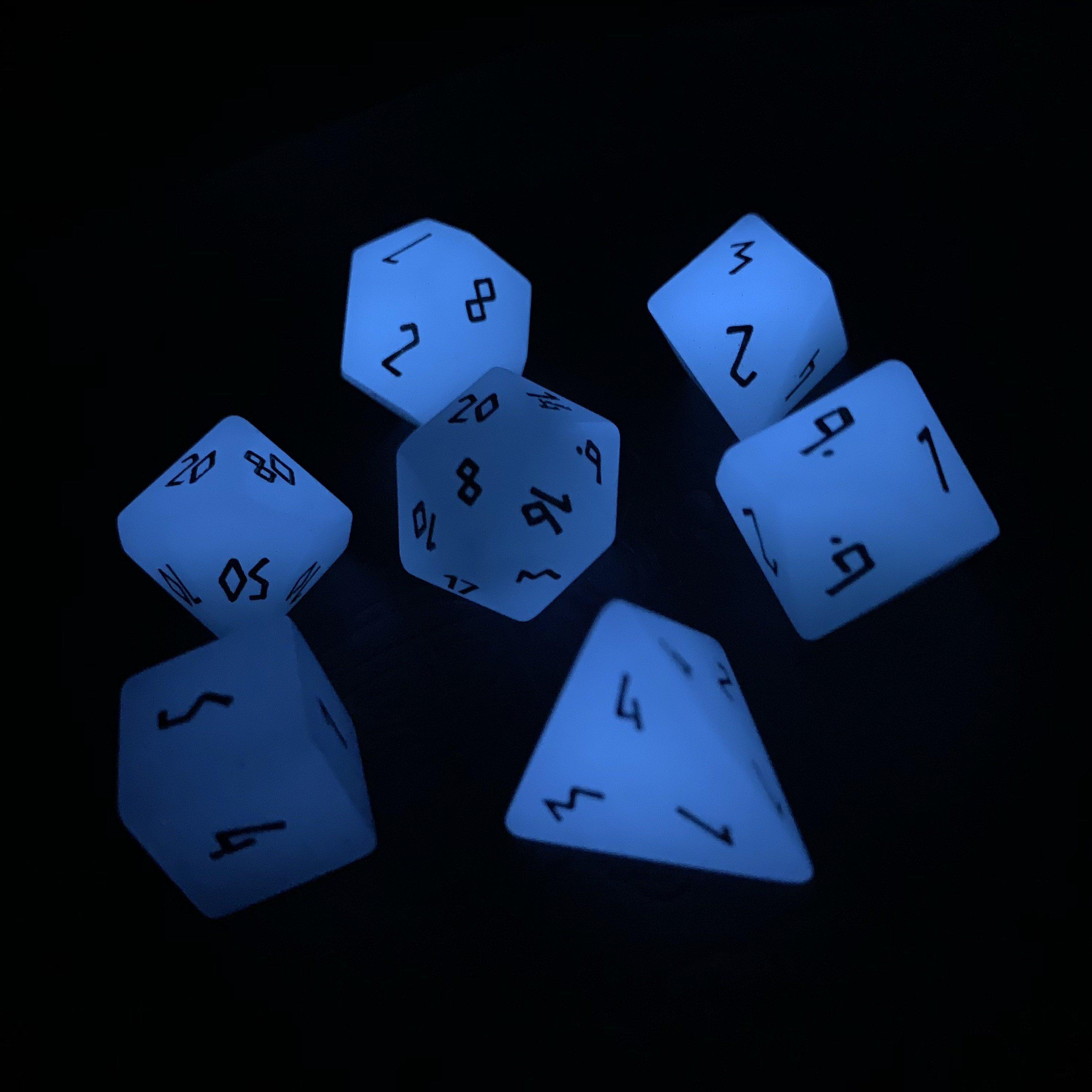 Glowstone Blue - 7 Piece RPG Set Gemstone Dice - NOR 01047