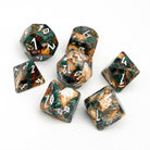 Malachite Orange Imperial Jasper- 7 Piece RPG Set TruStone Dice - NOR 01434