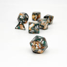 Malachite Orange Imperial Jasper- 7 Piece RPG Set TruStone Dice - NOR 01434