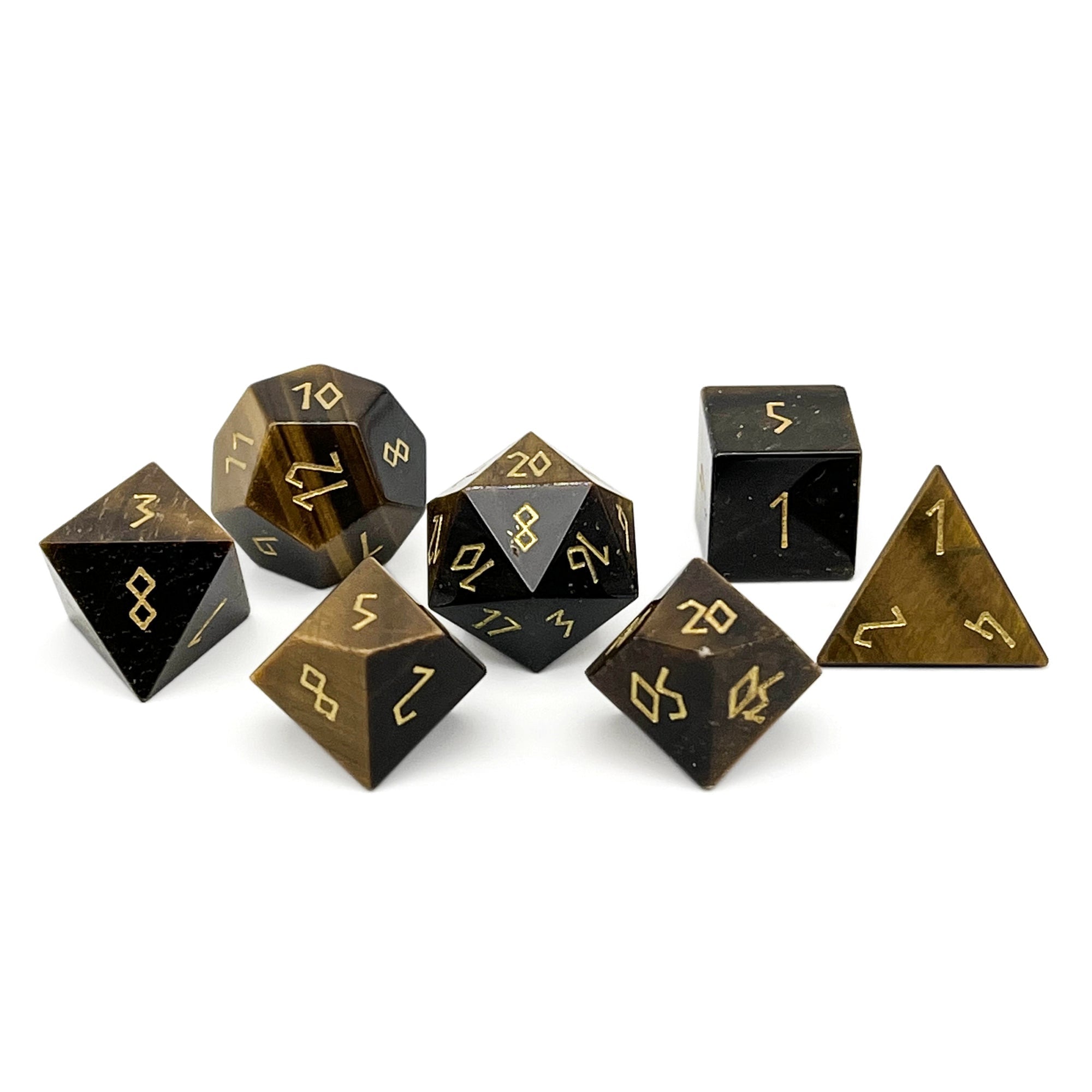 Tiger's Eye - 7 Piece RPG Set Gemstone Dice - NOR 01067