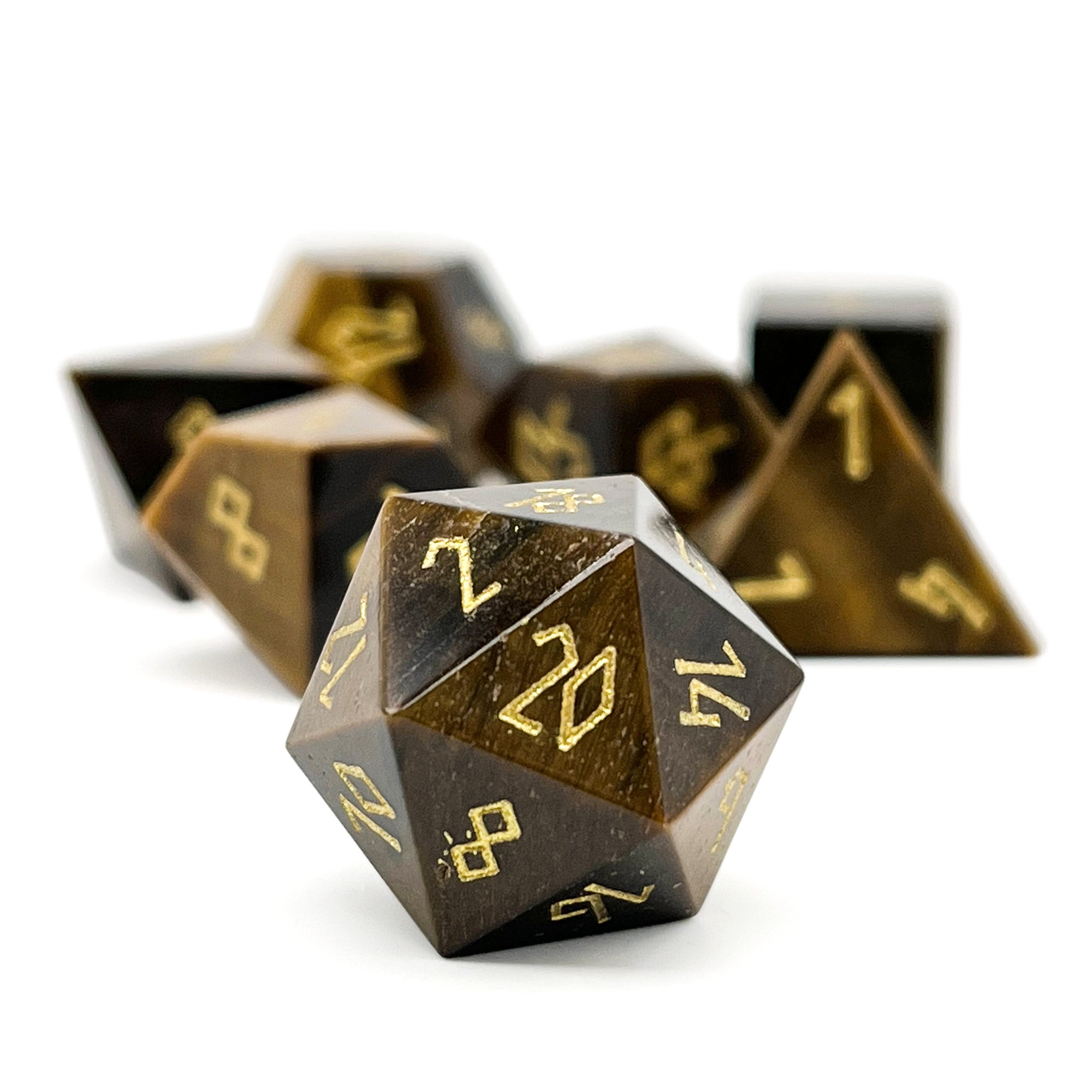 Tiger's Eye - 7 Piece RPG Set Gemstone Dice - NOR 01067