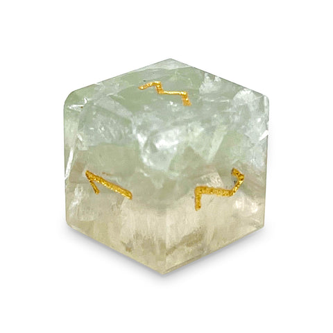 Green Fluorite - Single D6 Gemstone Dice