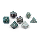 Green Striped Agate - 7 Piece RPG Set Gemstone Dice - NOR 01032