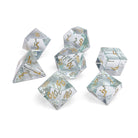 K9 Rainbow Glass - Gold Font - 7 Piece RPG Set Glass Dice - NOR 01542