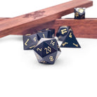 Black Obsidian - Gold Font - 7 Piece RPG Set Gemstone Dice - NOR 01062