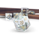 K9 Rainbow Glass - Gold Font - 7 Piece RPG Set Glass Dice - NOR 01542