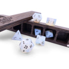 Opalite - Black Font 7 Piece RPG Set Gemstone Dice - NOR 01013