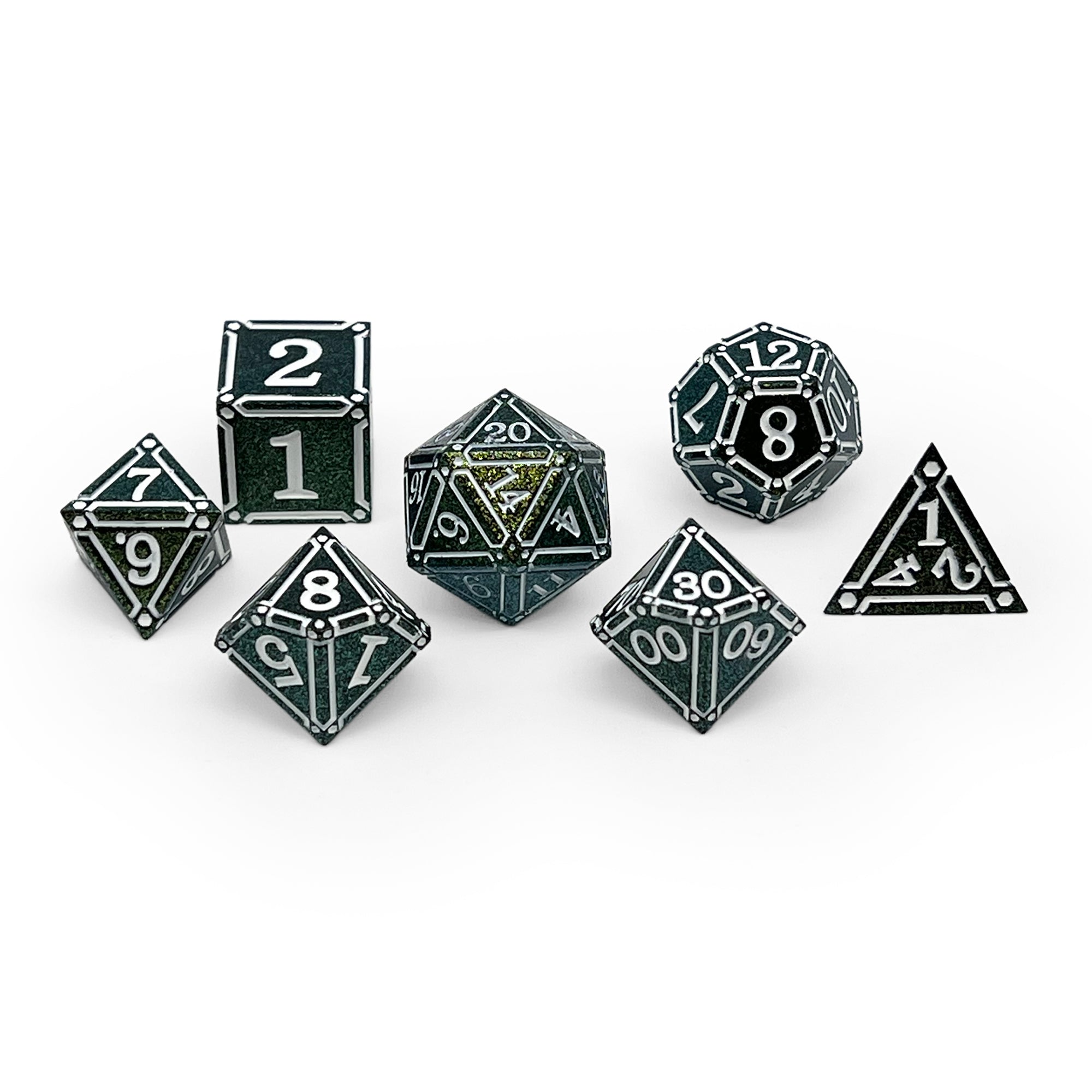 Ironworks - Necromancer Spellbook 7 Piece RPG set Alloy Dice-Metal Dice-Norse Foundry-Dungeons and Dragons-DND Dice-D20-Dice-DND