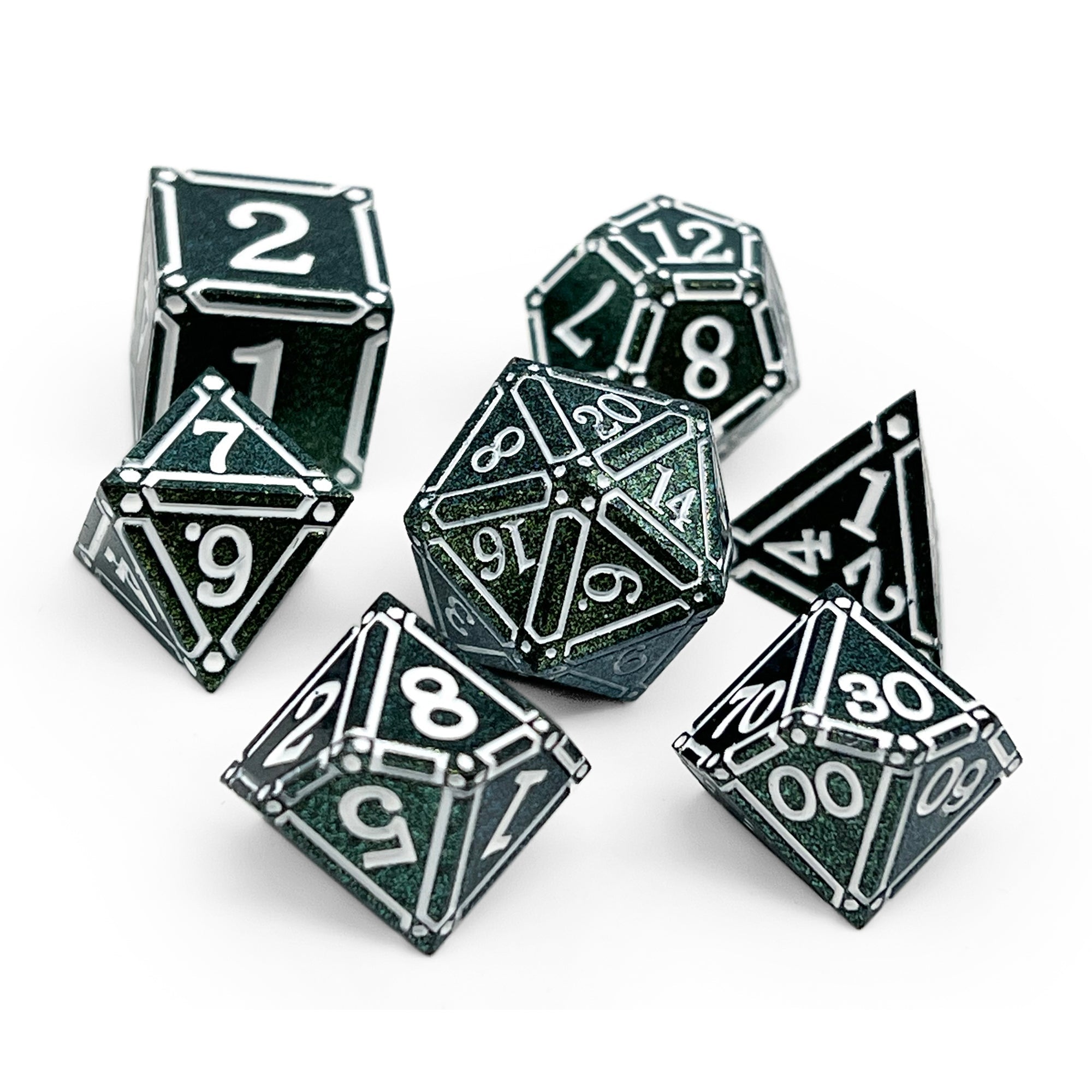 Ironworks - Necromancer Spellbook 7 Piece RPG set Alloy Dice-Metal Dice-Norse Foundry-Dungeons and Dragons-DND Dice-D20-Dice-DND