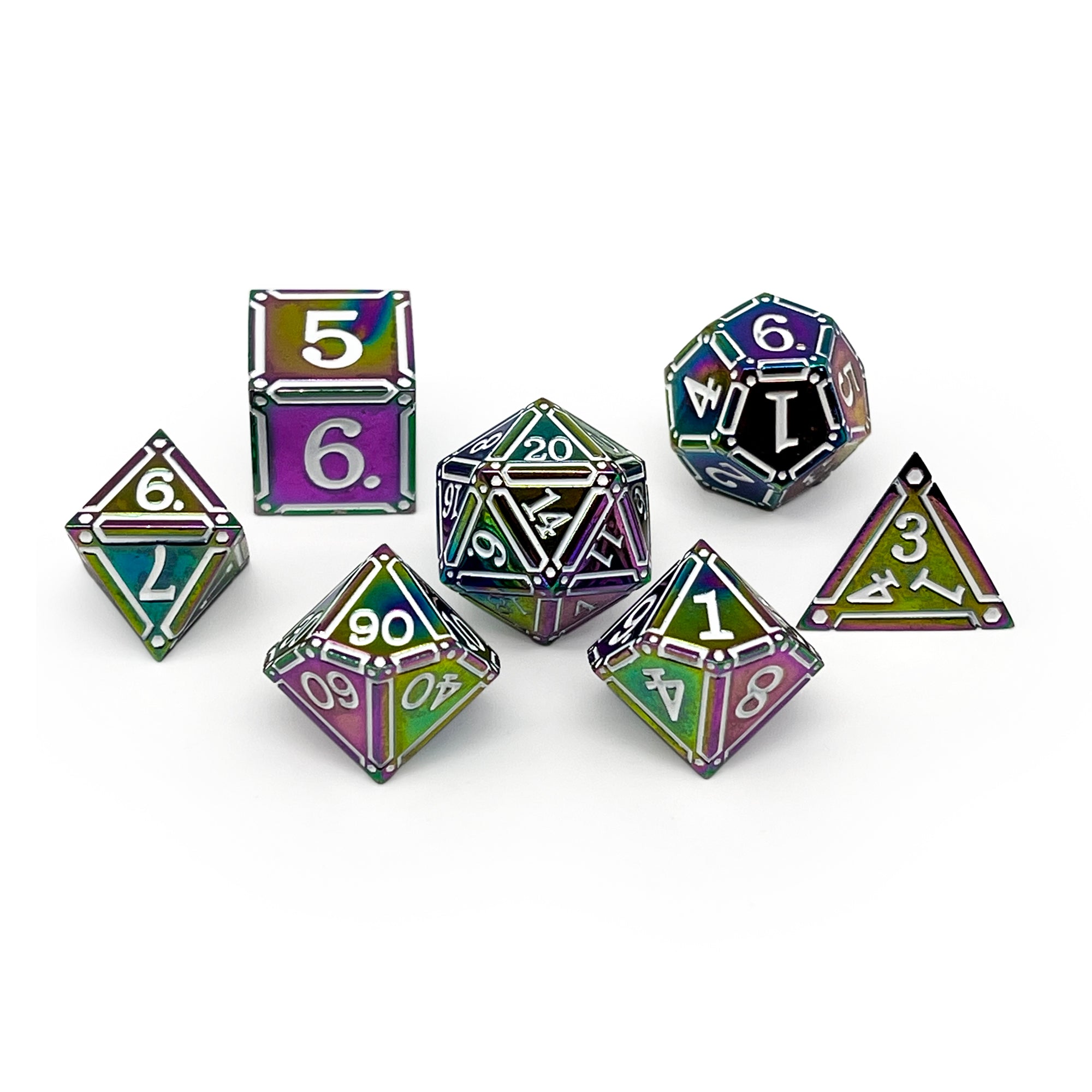 Ironworks - Particle Blast 7 Piece RPG set Alloy Dice-Metal Dice-Norse Foundry-Dungeons and Dragons-DND Dice-D20-Dice-DND