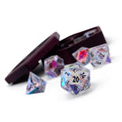 K9 Rainbow Glass - Black Font - 7 Piece RPG Set Glass Dice - NOR 01540