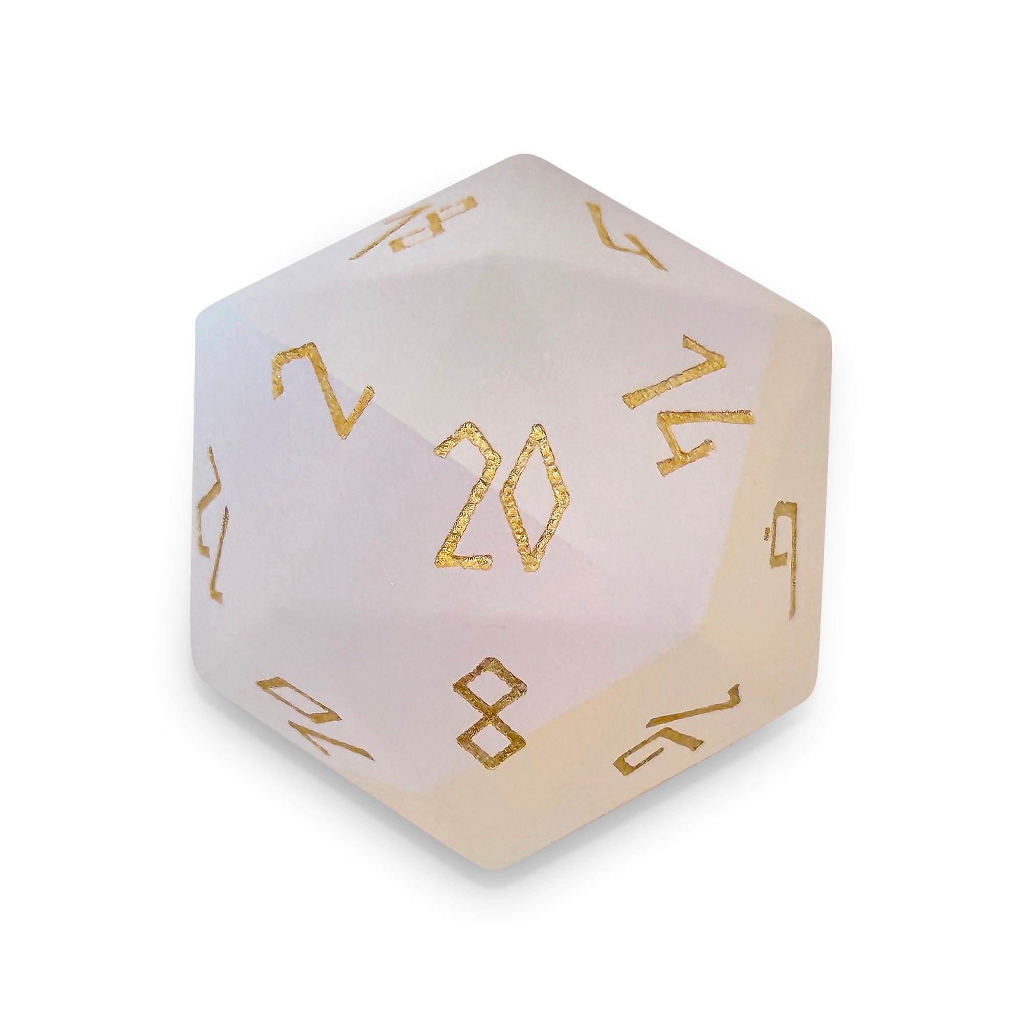 Frosted K9 Rainbow Glass - Gold Font Boulder 30mm Glass Dice - NOR 01581