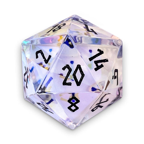 K9 Rainbow Glass - Single D20 Glass Dice