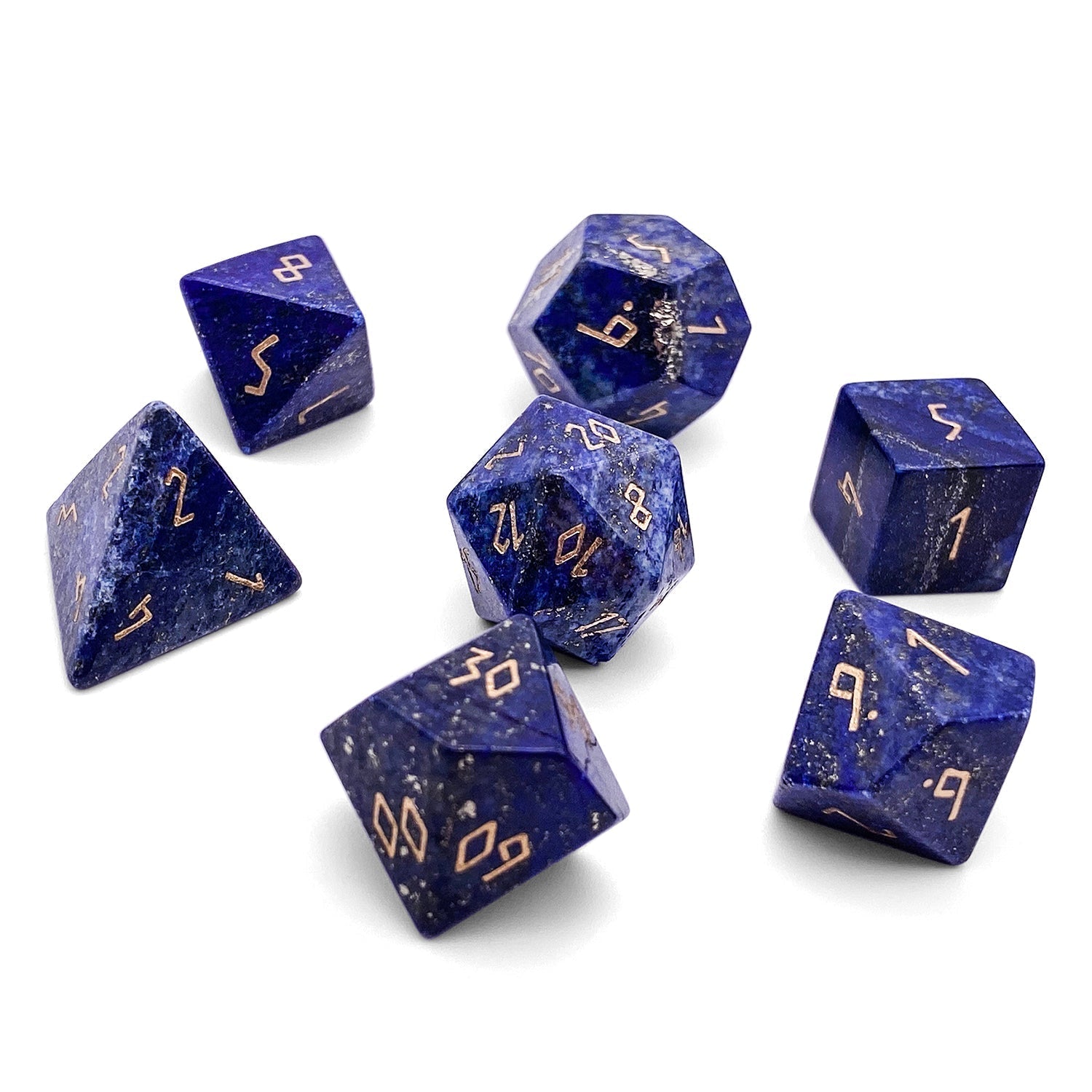 Lapis Lazuli - 7 Piece RPG Set Gemstone Dice-Gemstone Dice-Norse Foundry-Dungeons and Dragons Dice-Gem Dice-DND Dice-Gaming Dice