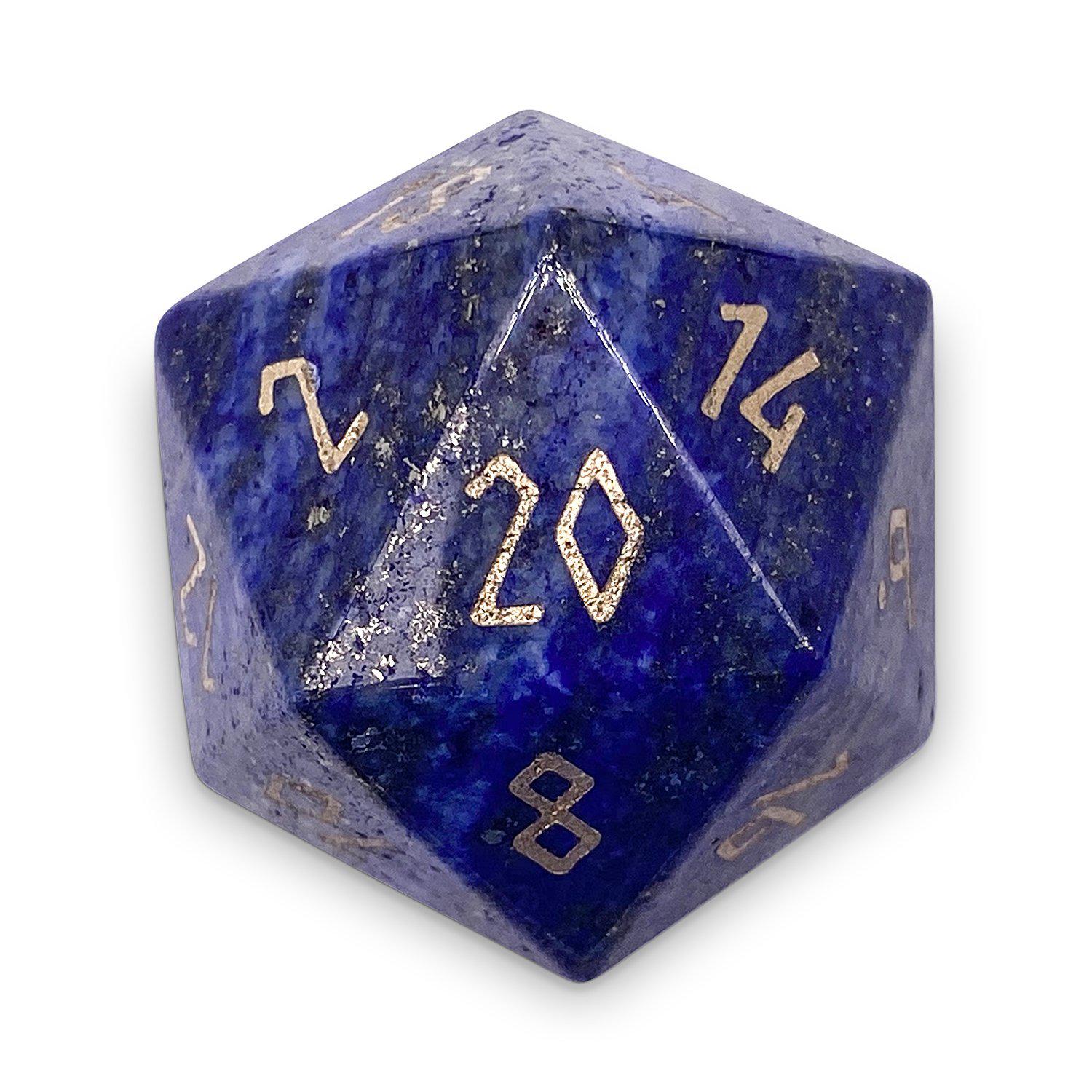 Lapis Lazuli - Boulder® 30mm Gemstone Dice-Gemstone Dice-Norse Foundry-Dungeons and Dragons Dice-Gem Dice-D20-Gemstone D20