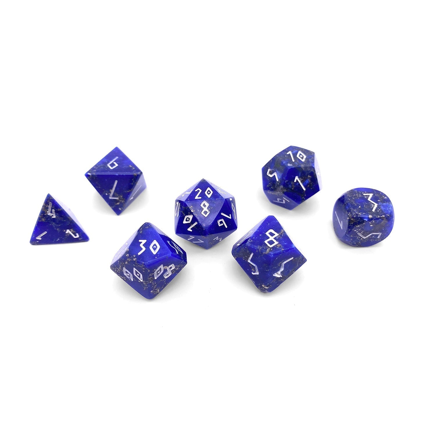 Lapis Pyrite - 7 Piece RPG Set TruStone Dice-Gemstone Dice-Norse Foundry-Dungeons and Dragons Dice-Gem Dice-DND Dice-Gaming Dice