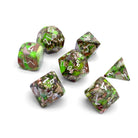 Lime Green Imperial Jasper - 7 Piece RPG Set TruStone Dice-Gemstone Dice-Norse Foundry-Dungeons and Dragons Dice-Gem Dice-DND Dice-Gaming Dice