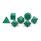 Malachite - Gold Font 7 Piece RPG Set Gemstone Dice-Gemstone Dice-Norse Foundry-Dungeons and Dragons Dice-Gem Dice-DND Dice-Gaming Dice