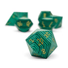 Malachite - Gold Font 7 Piece RPG Set Gemstone Dice-Gemstone Dice-Norse Foundry-Dungeons and Dragons Dice-Gem Dice-DND Dice-Gaming Dice