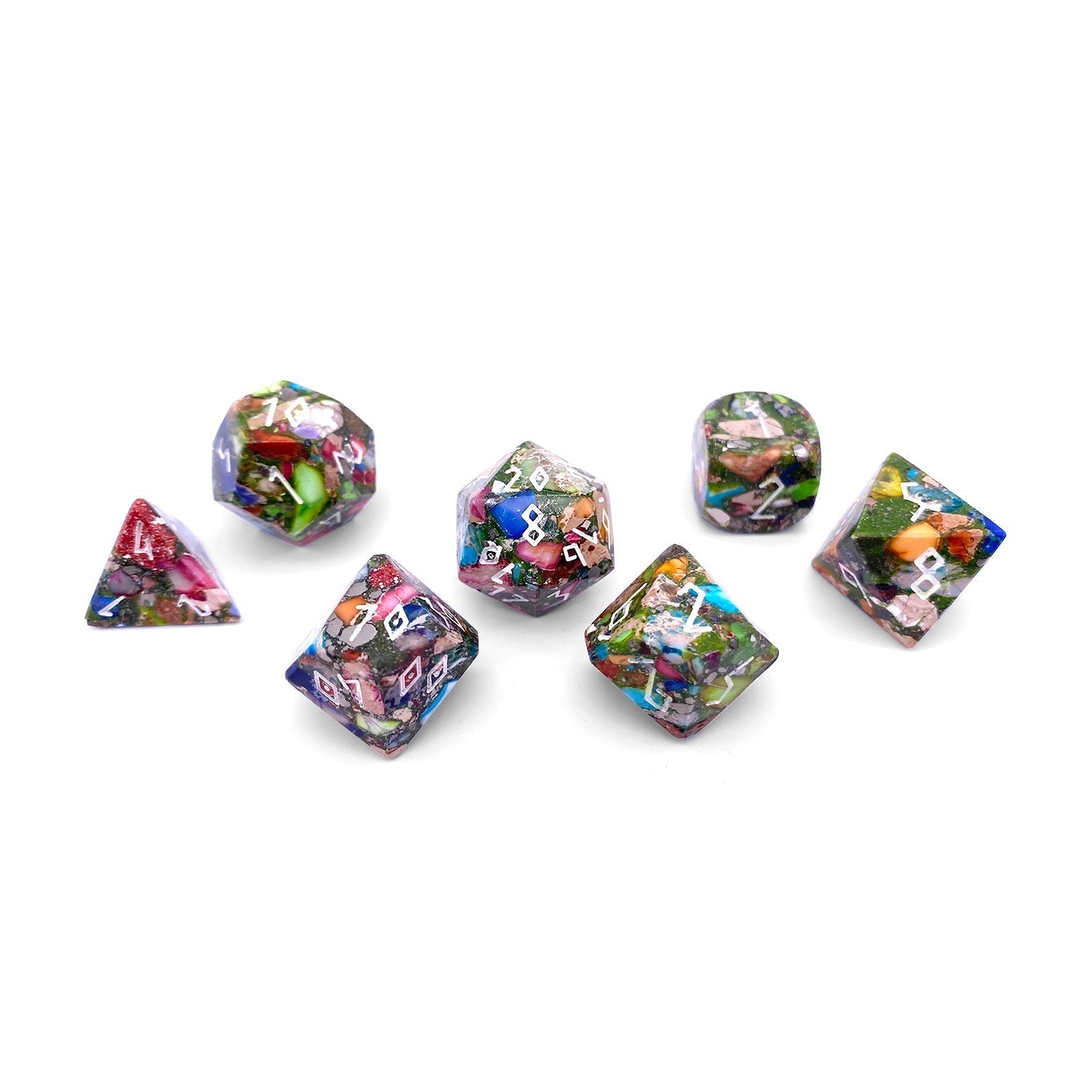 Mardi Gras Imperial Jasper - 7 Piece RPG Set TruStone Dice - NOR 01417