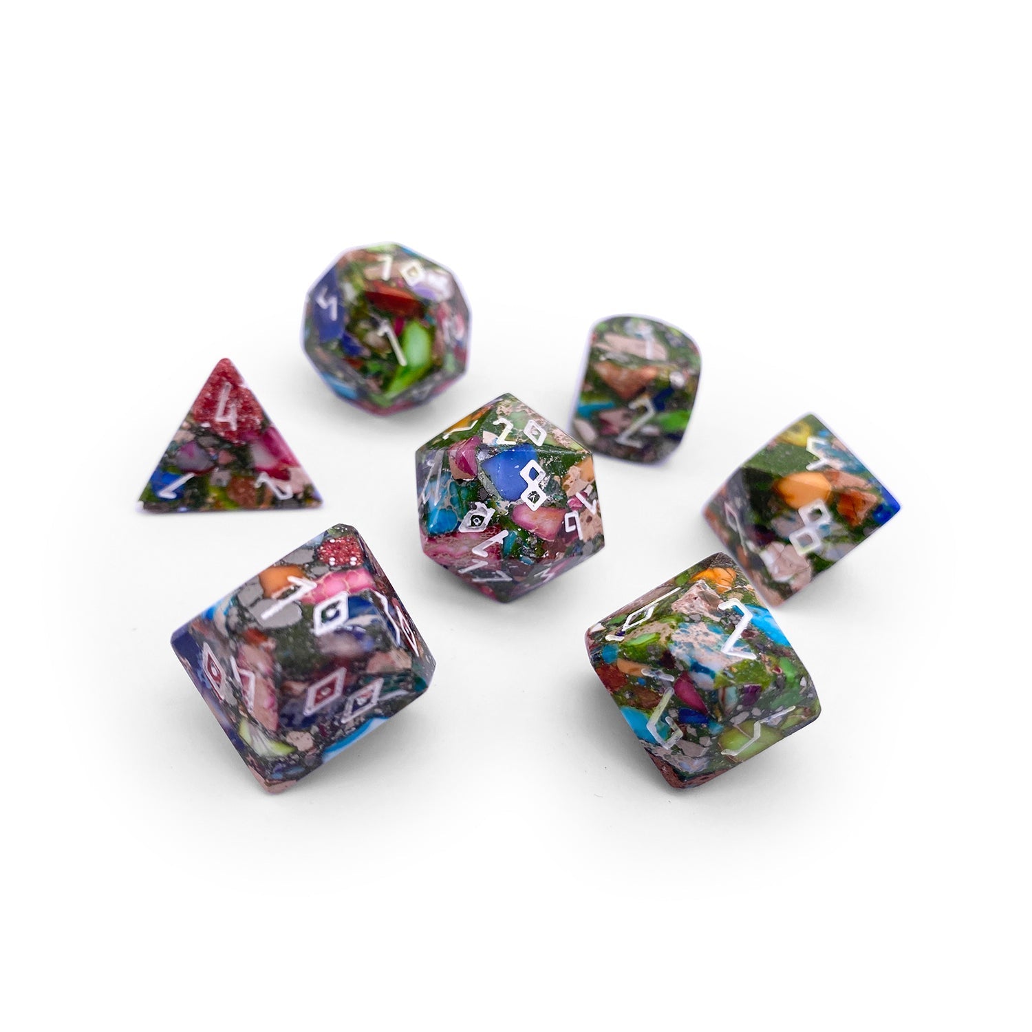 Mardi Gras Imperial Jasper - 7 Piece RPG Set TruStone Dice - NOR 01417