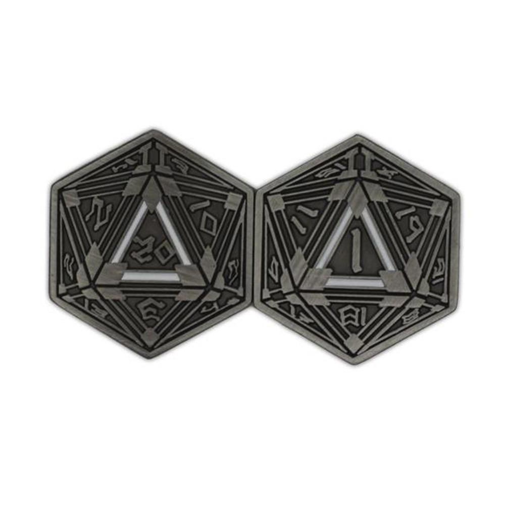 Metal RPG Crit/Fail Coin Silver Plated-25mm - NOR 03689