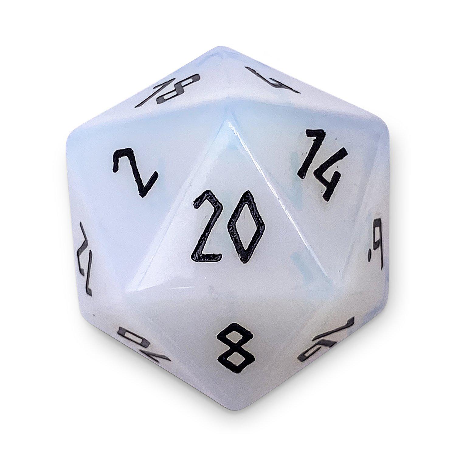 Opalite - Boulder 30mm® Gemstone Dice-Gemstone Dice-Norse Foundry-Dungeons and Dragons Dice-Gem Dice-D20-Gemstone D20